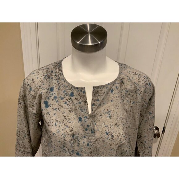 Pure Nature Adiv Gray Splatter Print Anthropologie Brand Tunic, Size Small - Picture 2 of 7